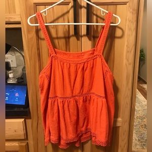 Time & Tru Orange Pom Pom Tank Top L (12/14)